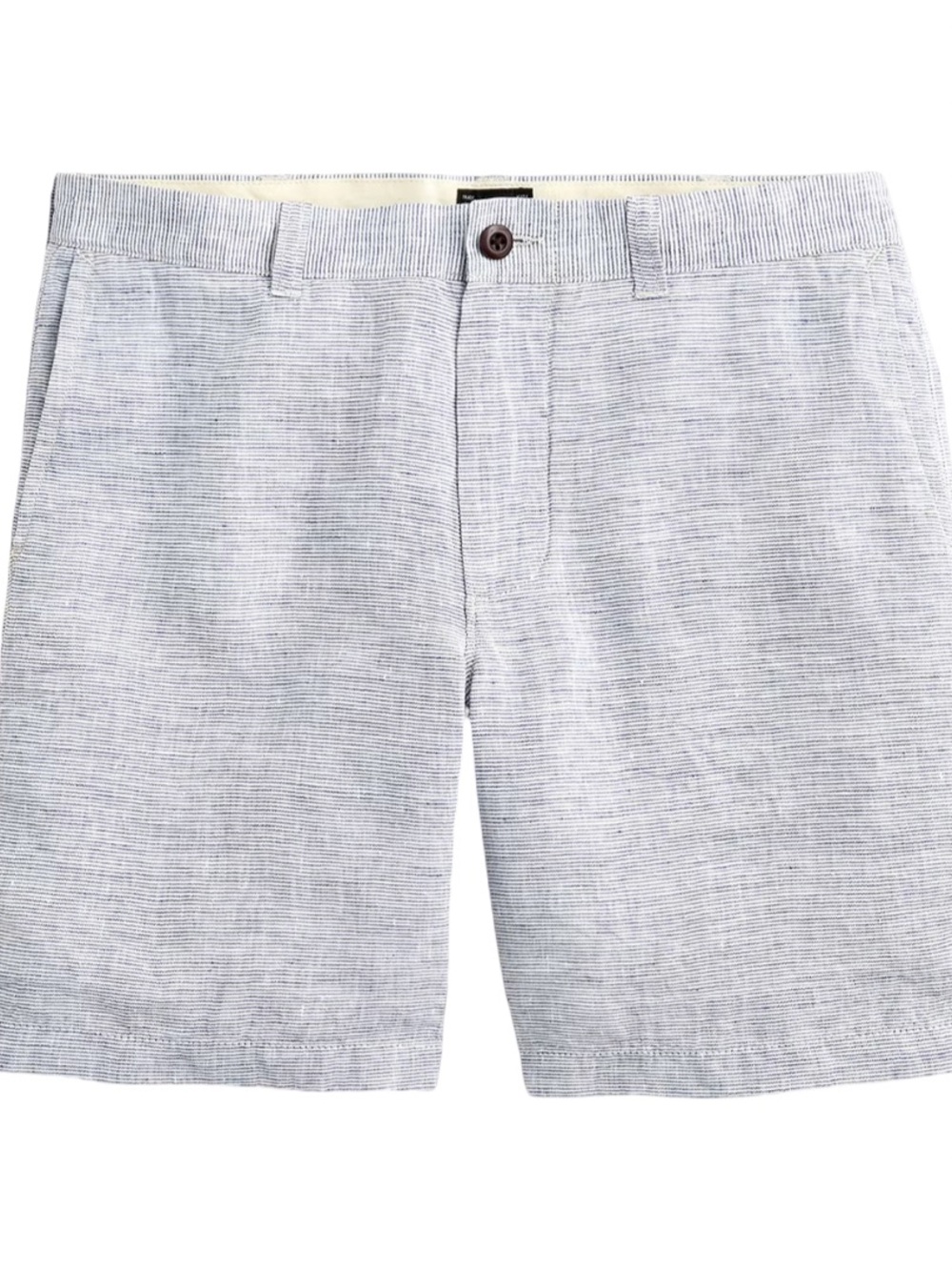 NWT J. Crew Men's Blue Striped 7" Linen Shorts Size 34 Preppy Coastal Beach